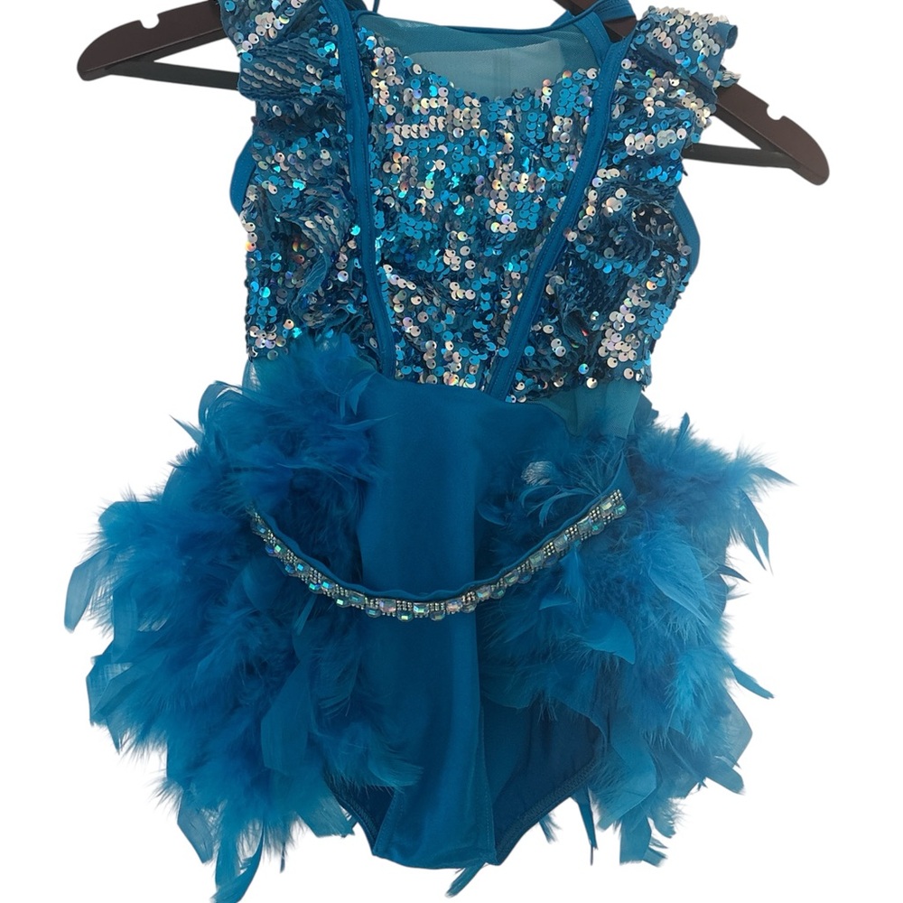 Weissman Teal Sequin and Feather Kids Costume